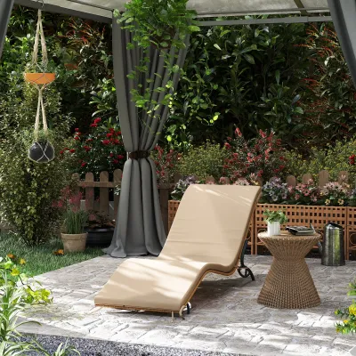 Rattan-Sonnenliege Gartenliege mit Kissen, wetterfest, Beige
