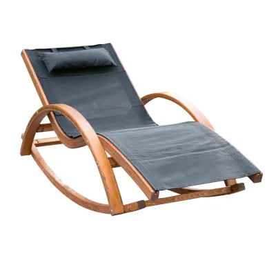 Schaukelstuhl Sonnenliege Holz Lounge schwarz