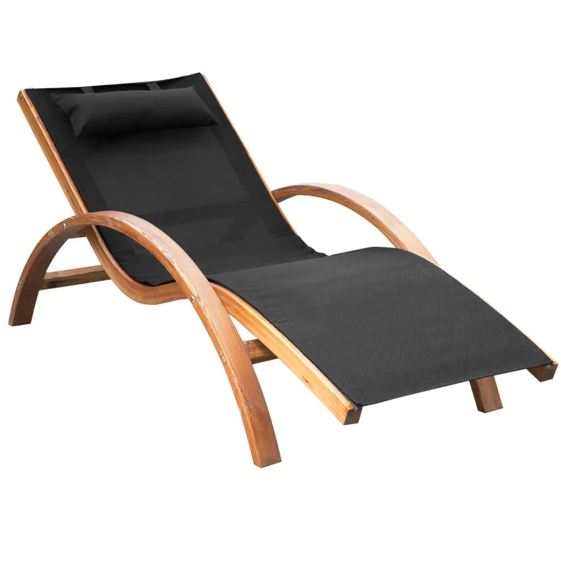Liegestuhl Sonnenliege mit Kopfkissen Holz Teak 161 x 72 x 68 cm