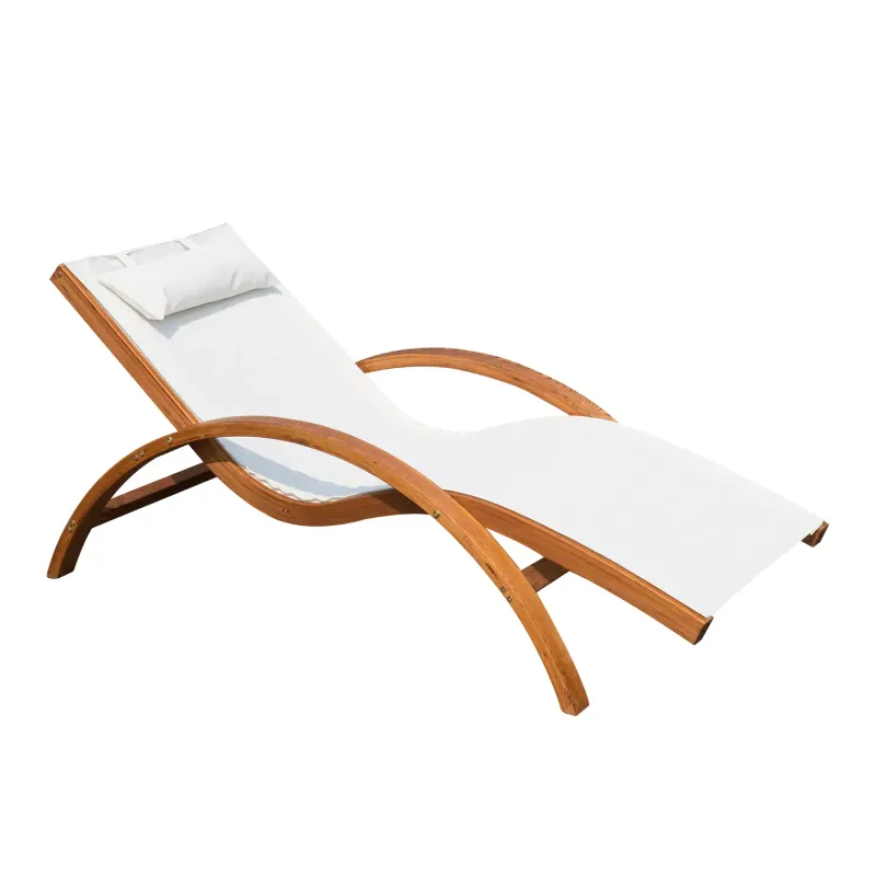 Sonnenliege Gartenliege Liegestuhl mit Kopfkissen Lärche Braun+Creme 161 x 72 x 68 cm