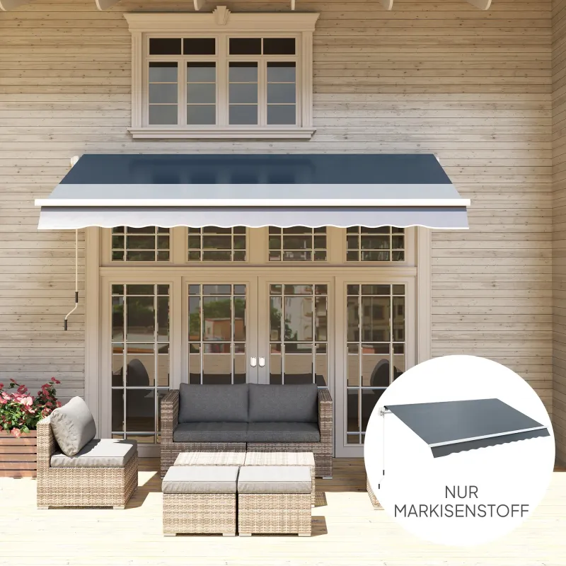 Ersatzstoff für Sonnenstore mit Volant Wasserabweisend Ersatzstoff für 4 x 3 m Markisen Grau