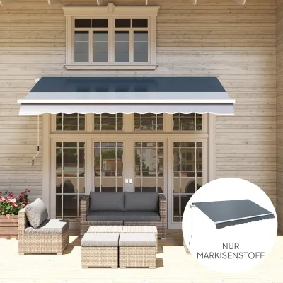 Ersatzstoff für Sonnenstore mit Volant Wasserabweisend Ersatzstoff für 4 x 3 m Markisen Grau