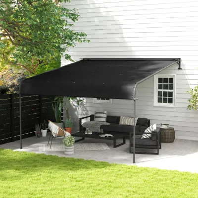 Sonnenstore, Anlehnmarkise, Pavillon, Pergola, wetterbeständig, 396 x 302 x 210/280 cm, Dunkelgrau