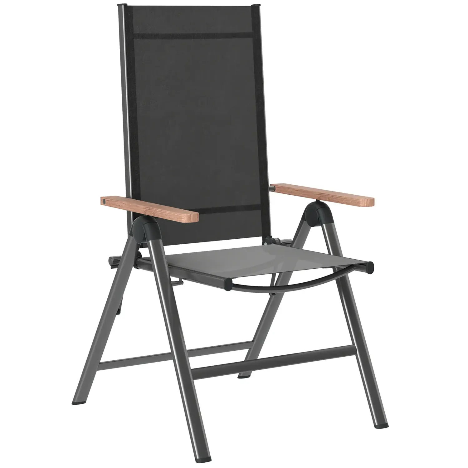 Gartenstuhl mit Armlehnen klappbar Balkonstuhl 120kg Belastbar 60 x 73 x 108cm Schwarz