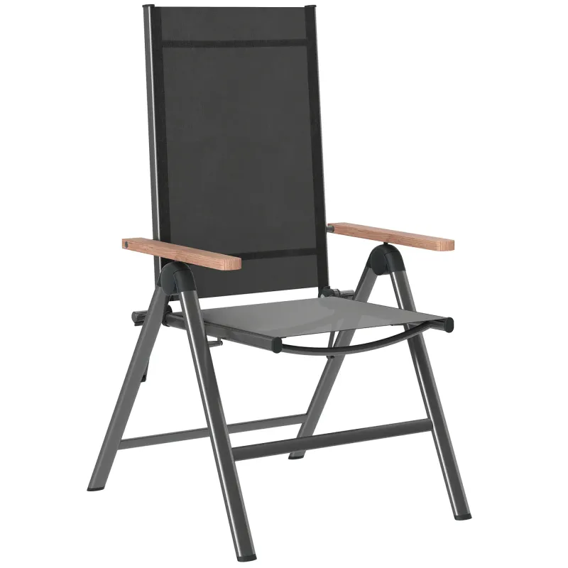 Gartenstuhl mit Armlehnen klappbar Balkonstuhl 120kg Belastbar 60 x 73 x 108cm Schwarz
