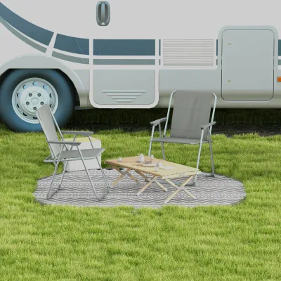 2er-Set Klappbare Gartenstühle mit Armlehnen und Atmungsaktivem Stoff, Grau