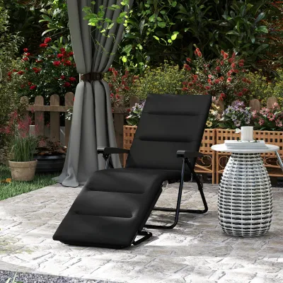 Sonnenliege klappbar mit 6-fach verstellbarer Liegeposition mit Matratze + Armlehnen 153 x 58,5 x 89 cm Schwarz