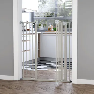 Absperrgitter Hund extra hoch 104,1 cm, weiss, Metall, Schliessautomatik & doppelte Verriegelung