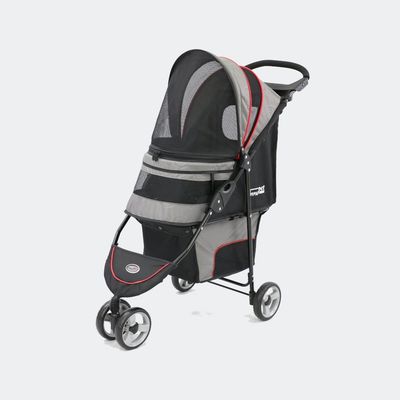 Innopet Hundewagen Hundebuggy Pet Stroller Avenue hellgrau/rot inkl. Regenhaube