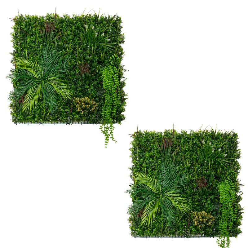 Alina Künstliche Pflanzen-Wandfliese 2er-Set – 50 x 100 cm, wetterfest, grün