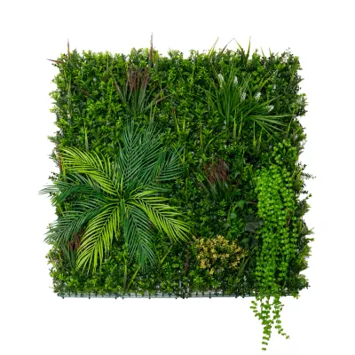 Alina Künstliche Pflanzen-Wandfliese – 100 x 100 cm, grün