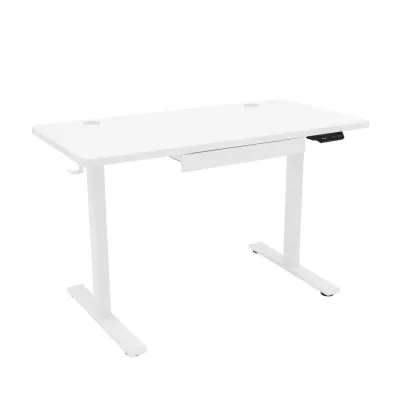 Elektrischer Steh-Schreibtisch mit Schublade, 120x60 cm, höhenverstellbar, weiss