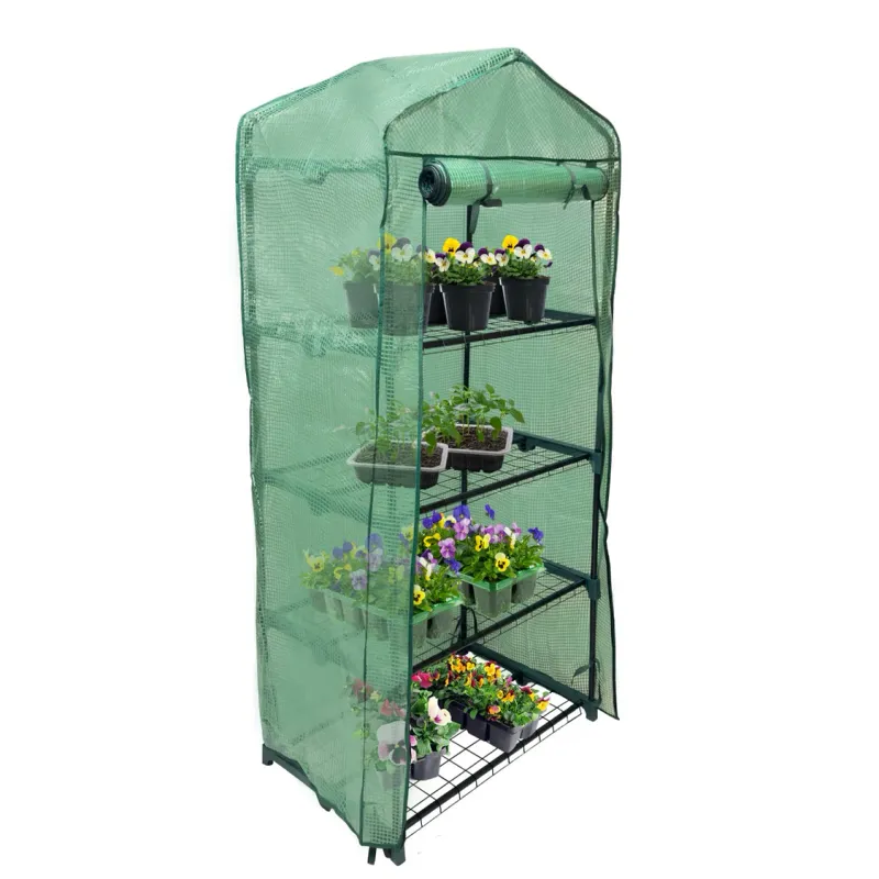Mini-Gewächshaus mit 4 Regalen und Polyethylen-Abdeckung – 69 x 49 x 162 cm