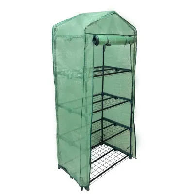 Mini-Gewächshaus mit 4 Regalen und Polyethylen-Abdeckung – 69 x 49 x 162 cm