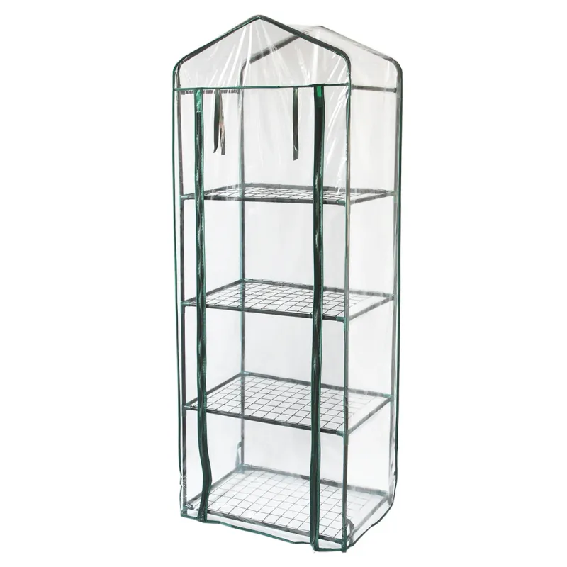 Mini-Gewächshaus mit 4 Regalen und PVC-Abdeckung, 59 x 39 x 160 cm