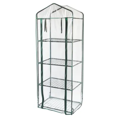 Mini-Gewächshaus mit 4 Regalen und PVC-Abdeckung, 59 x 39 x 160 cm