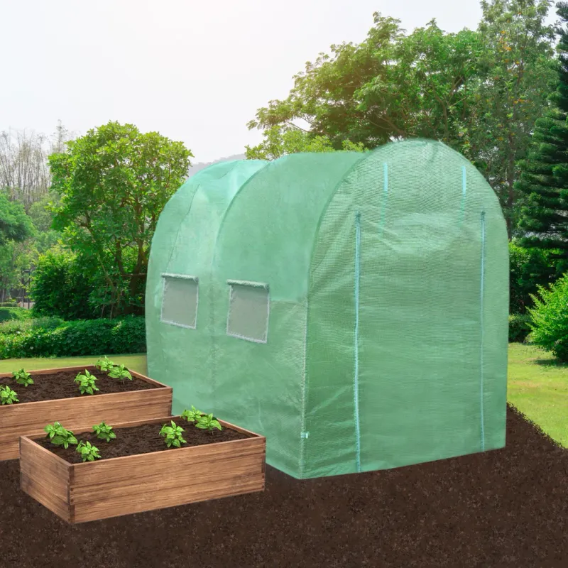 Polytunnel Gewächshaus 3 x 2 m mit PE-Abdeckung und Stahlrahmen 25 mm