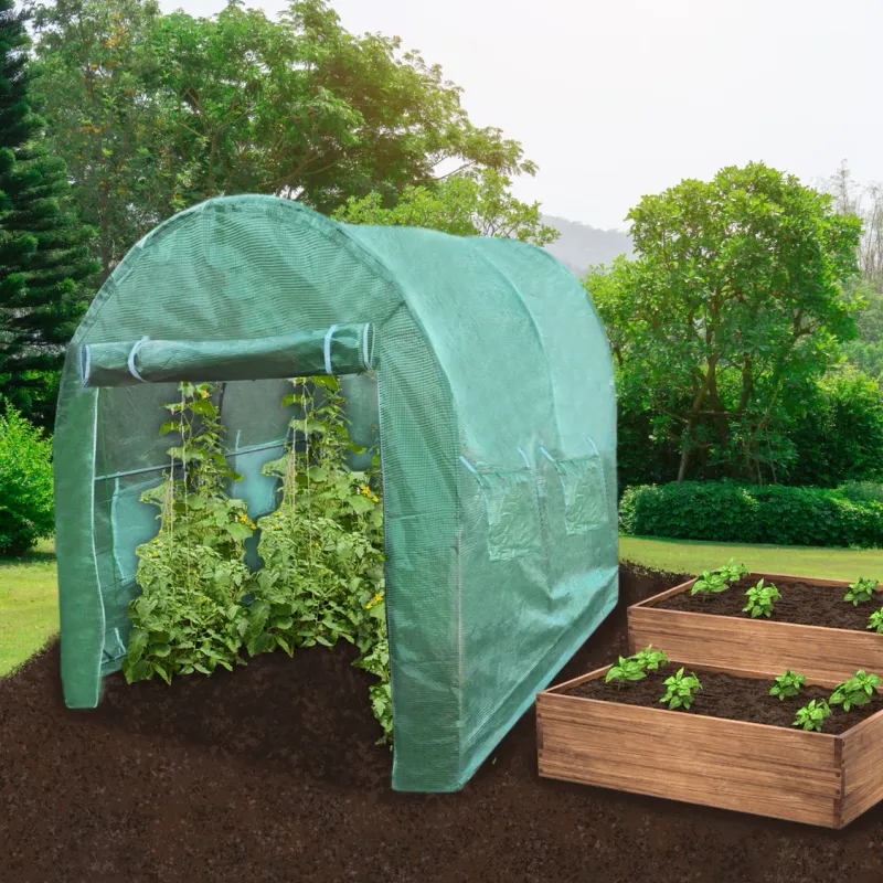 Polytunnel Gewächshaus 4 x 2 m mit 25 mm Stahlrahmen und PE-Abdeckung