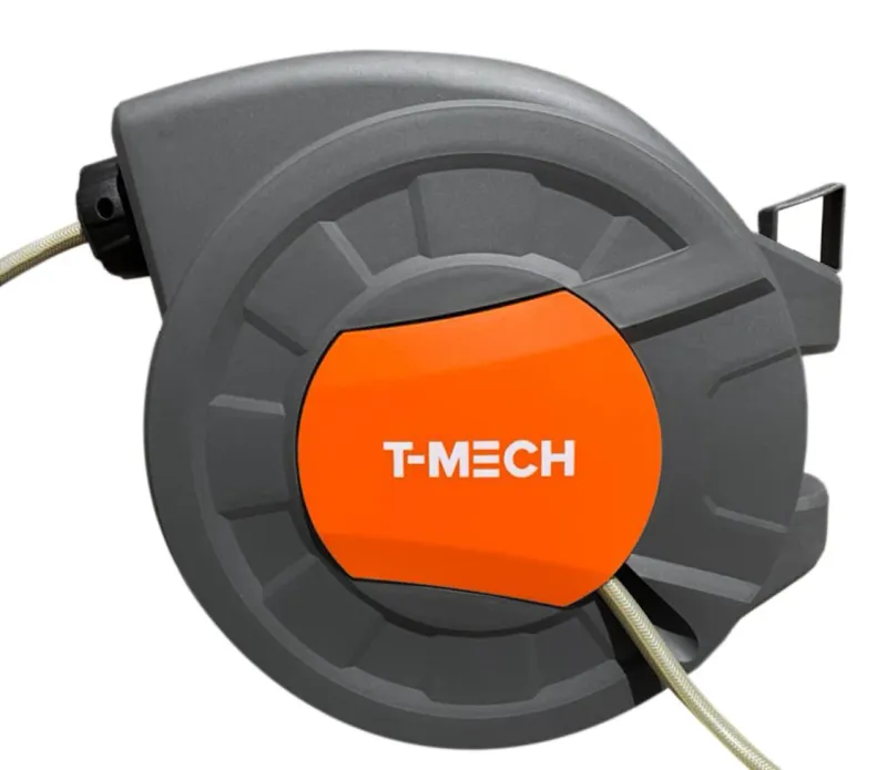 20m Schlauchtrommel mit automatischem Rückzug – Gartenschlauch von T-Mech, inkl. Spritzpistole