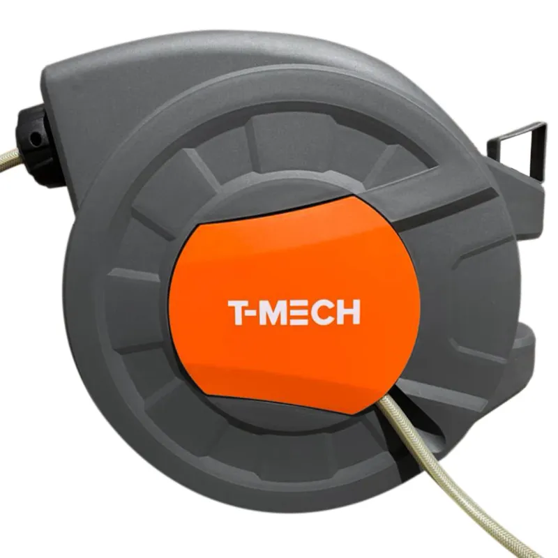 30m Schlauchtrommel mit automatischem Rückzug – Gartenschlauch von T-Mech, inkl. Spritzpistole