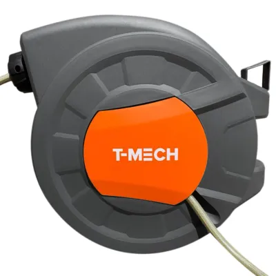 30m Schlauchtrommel mit automatischem Rückzug – Gartenschlauch von T-Mech, inkl. Spritzpistole