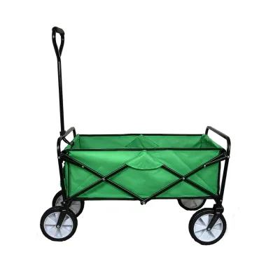 Faltbarer Gartenwagen, Bollerwagen mit 360° Schwenkrädern – Grün, 120 kg Kapazität
