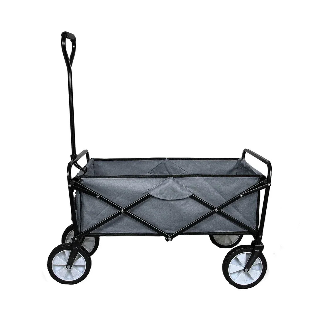 Faltbarer Gartenwagen / Bollerwagen – grau, 70 kg Tragkraft, mit 360° schwenkbaren Rädern