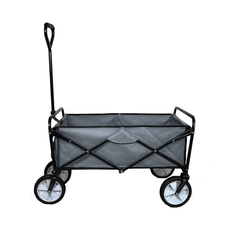 Faltbarer Gartenwagen / Bollerwagen – grau, 70 kg Tragkraft, mit 360° schwenkbaren Rädern