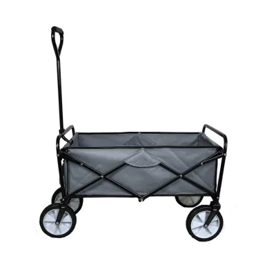 Faltbarer Gartenwagen / Bollerwagen – grau, 70 kg Tragkraft, mit 360° schwenkbaren Rädern