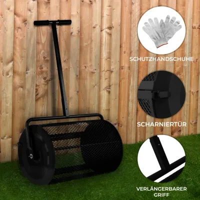 Kompoststreuer 80L mit verstellbarem Griff – robust & leicht, inkl. Gartenhandschuhe