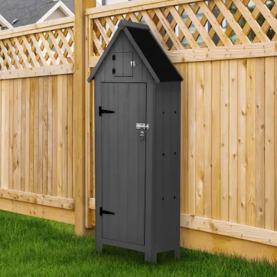 Gartenschrank aus Holz Grau – Wetterfester & sicherer Stauraum für Garten und Balkon
