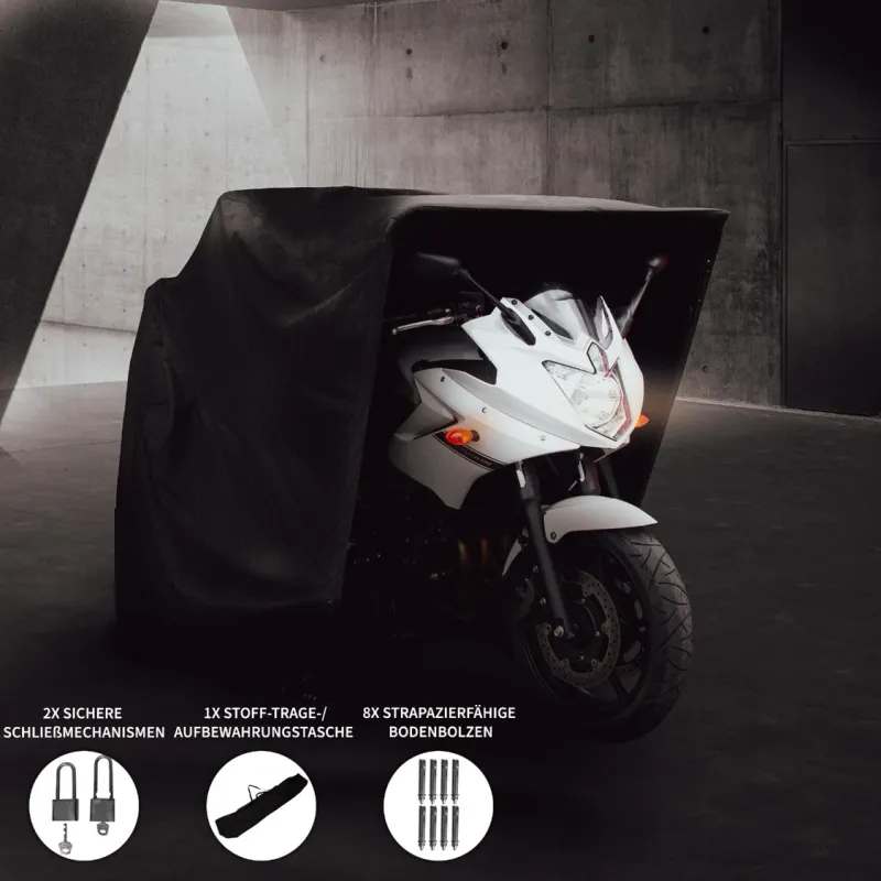 Motorrad Garagenzelt XXL – Extra grosser, sicherer und wasserdichter Schutz für Ihr Motorrad
