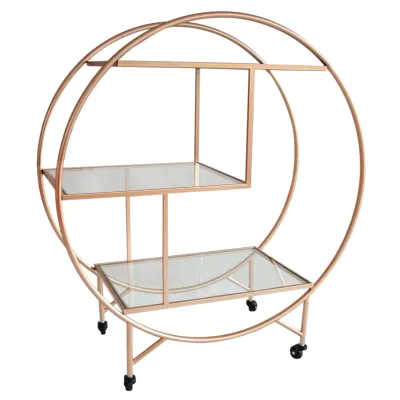 Grosser Servierwagen Rosé Gold – Eleganter und praktischer Servierwagen mit 3 Ablagen