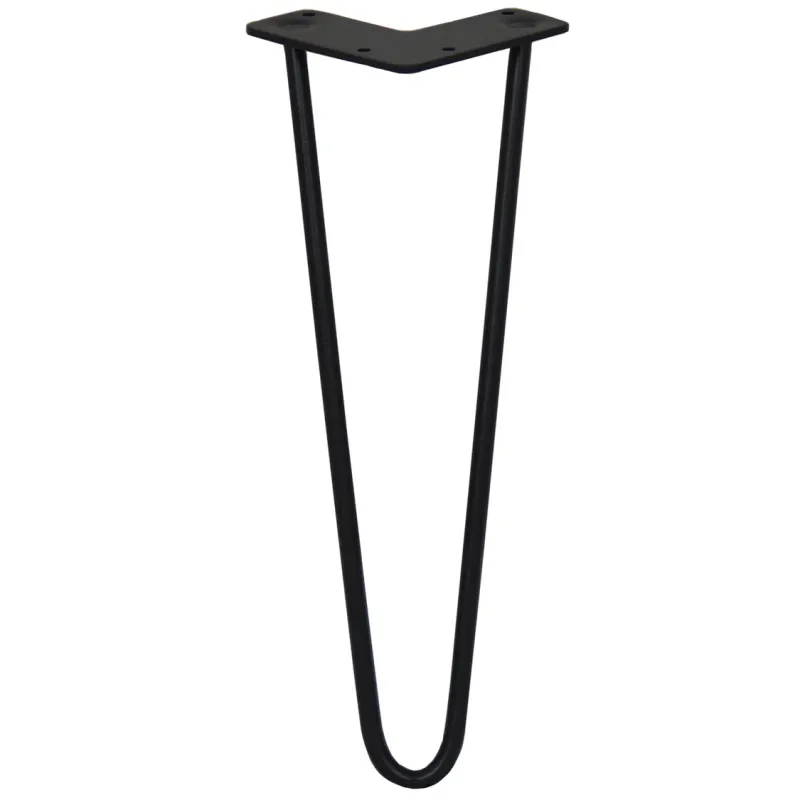 SKISKI 4x Hairpin Tischbeine 35,5 cm Schwarz – Robuste 2-Streben Haarnadelbeine mit Bodenschützern