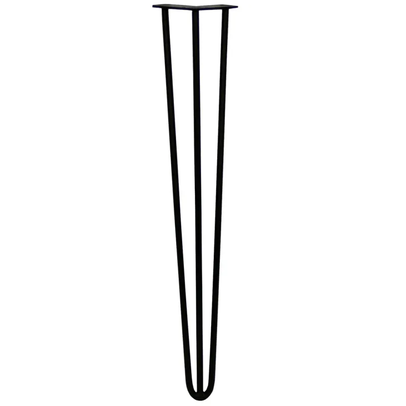 SKISKI 4 x Haarnadelbeine 71 cm Schwarz – Robuste 3-Streben Tischbeine mit Bodenschützern