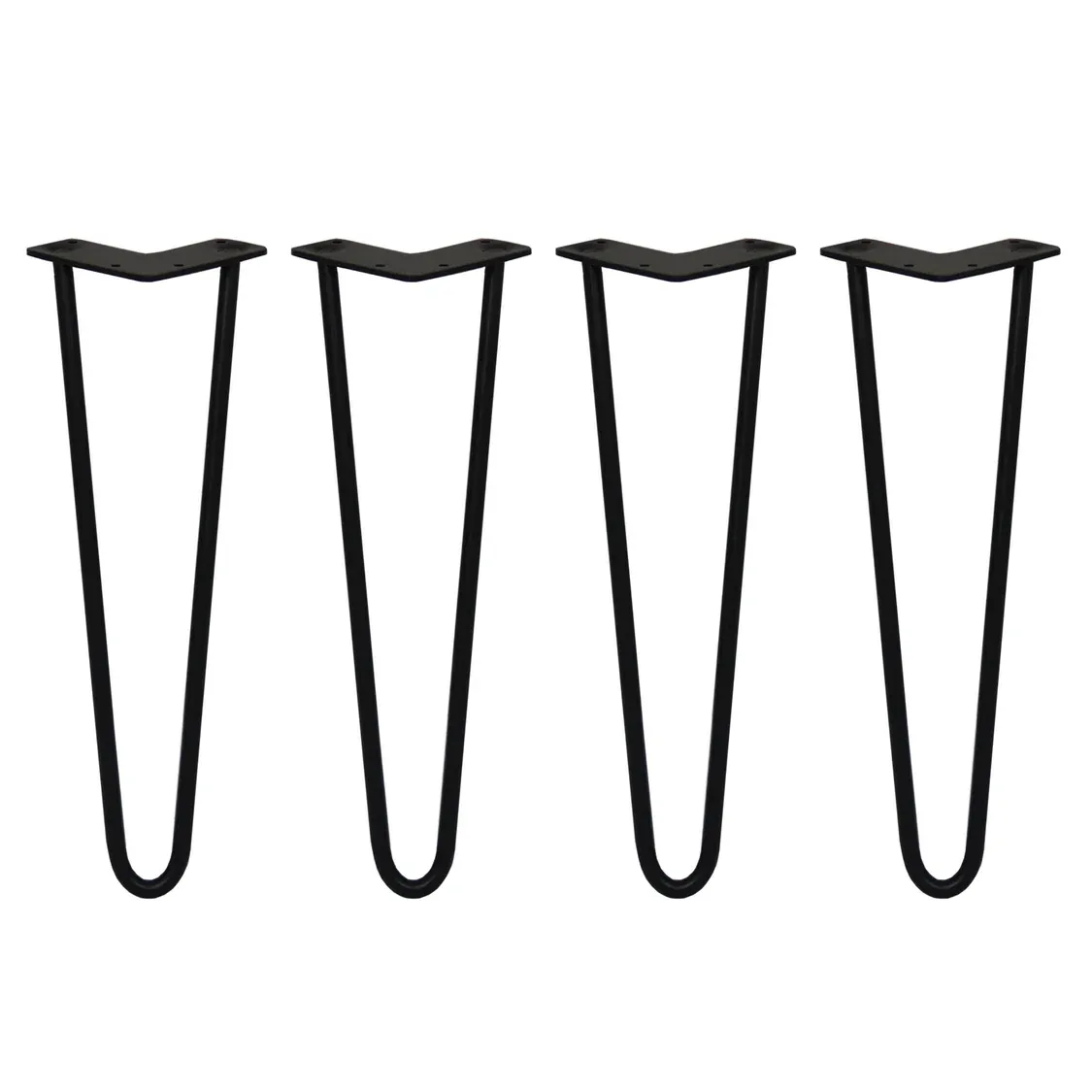 SKISKI 4x Haarnadelbeine 40,6 cm Schwarz – Robuste 2-Zinken Tischbeine mit Bodenschützern