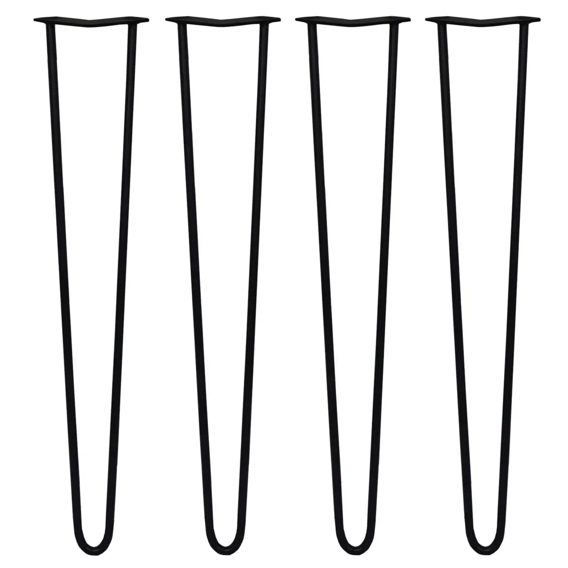 SKISKI 4x Haarnadelbeine 71 cm Schwarz – Robuste 2-Zinken Tischbeine mit Bodenschützern