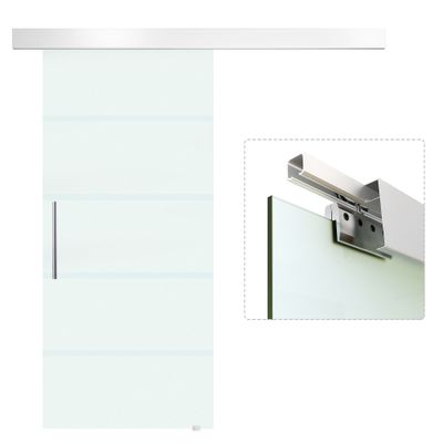 Glasschiebetür einseitig satiniert 90 x 205 cm | Komplettset, flüsterleise