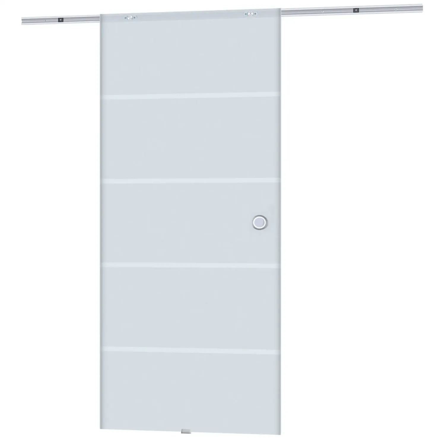 Glasschiebetür teilsatiniert 900 x 2050 mm | Komplettset mit Laufschiene, leises Gleiten