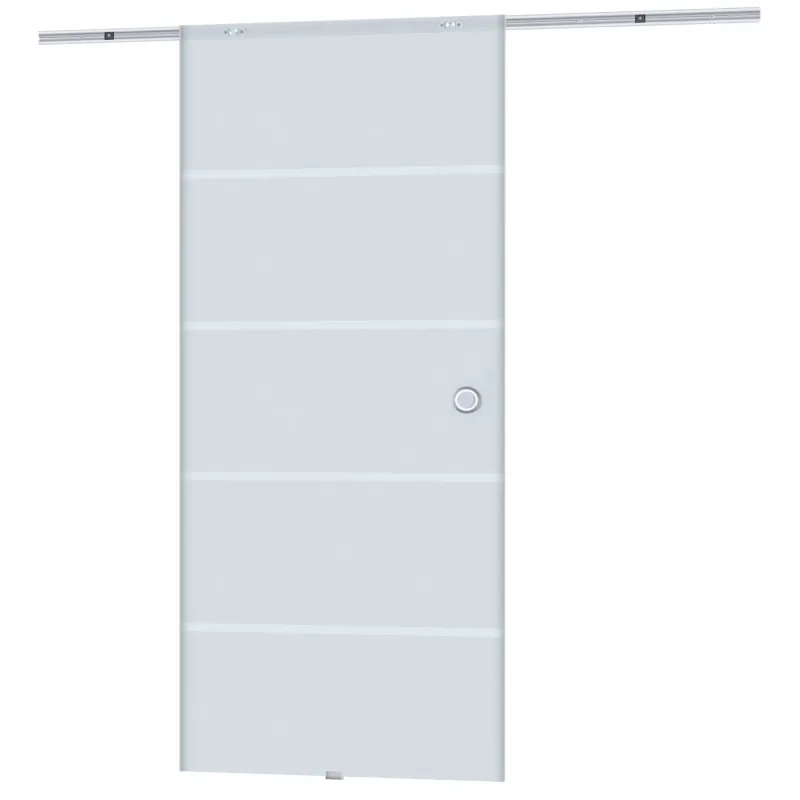 Glasschiebetür teilsatiniert 900 x 2050 mm | Komplettset mit Laufschiene, leises Gleiten