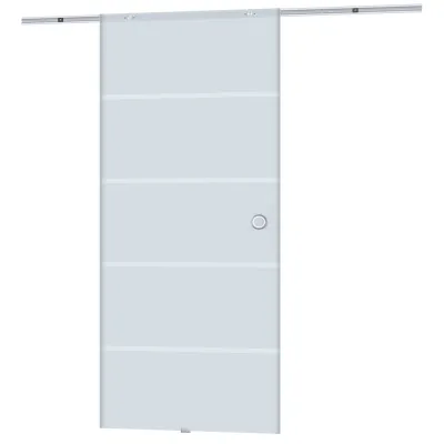 Glasschiebetür teilsatiniert 900 x 2050 mm | Komplettset mit Laufschiene, leises Gleiten