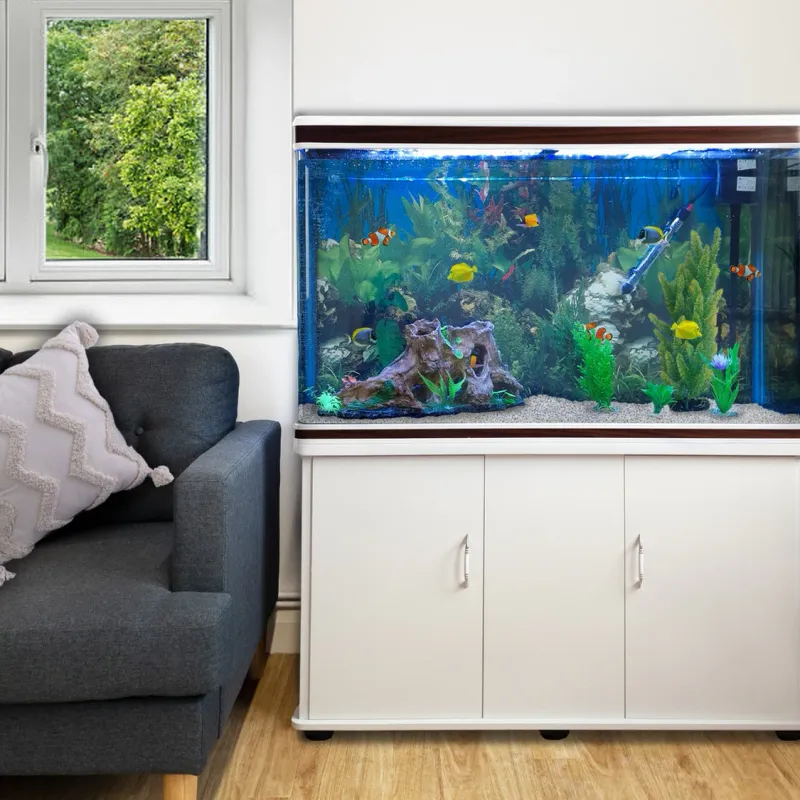 300-Liter Heimaquarium mit Unterschrank | Komplett-Set mit Filter, Heizer und LED