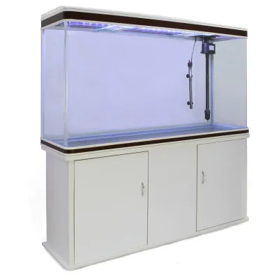 300L Aquarium Komplettset mit Unterschrank – Weiss | Filter, Heizer, LED