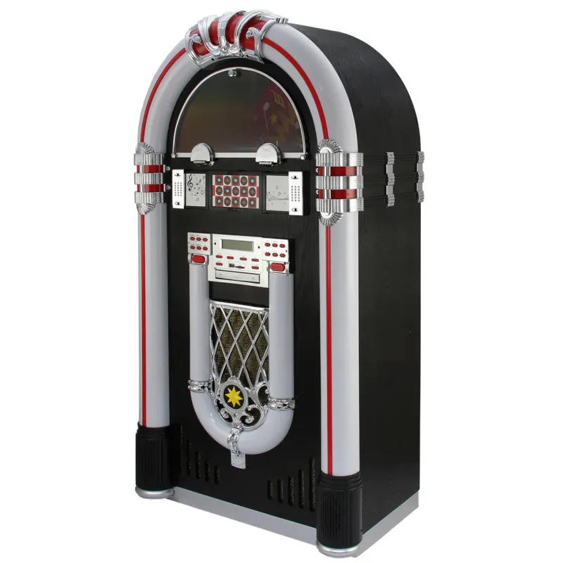 Retro Vinyl-Jukebox mit CD | Plattenspieler, Bluetooth, USB/AUX, LED | 2 x 40 W