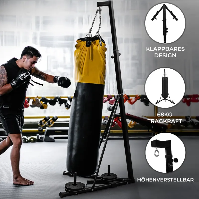 Faltbarer Boxsackständer | Höhenverstellbar 182–230 cm, 68 kg Tragkraft, Stahlrahmen