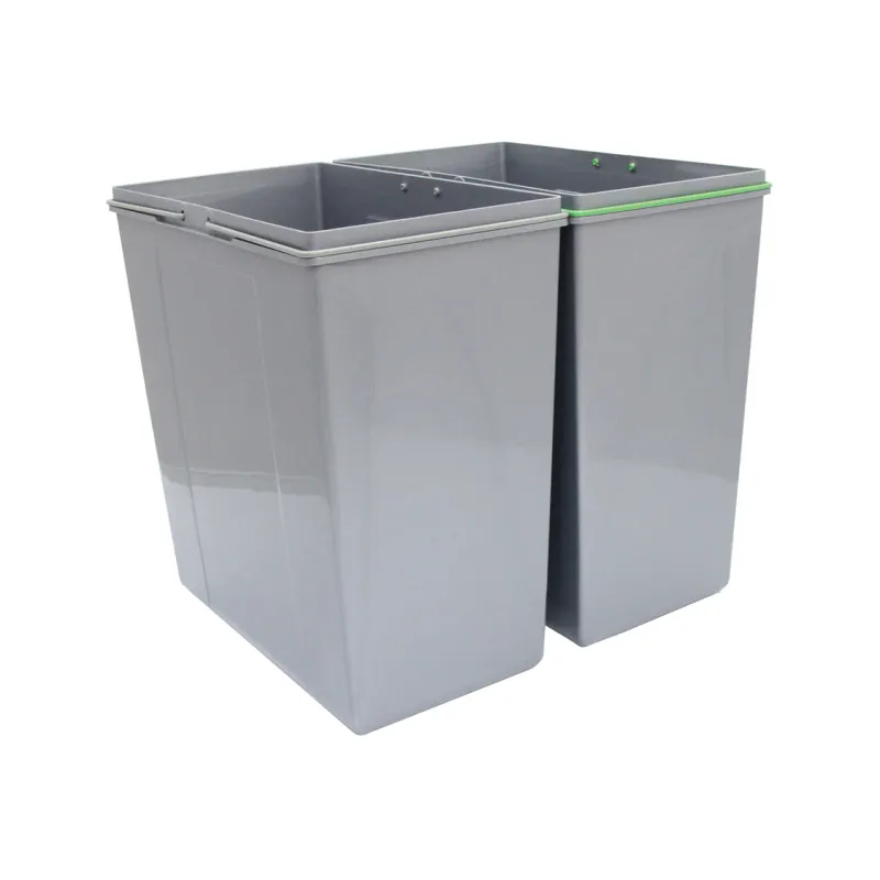 Abfalleimer Einbau-Mülltrennsystem 2 x 45 l | Soft-Close Auszug, inkl. Dosenpresse &amp; Öffner