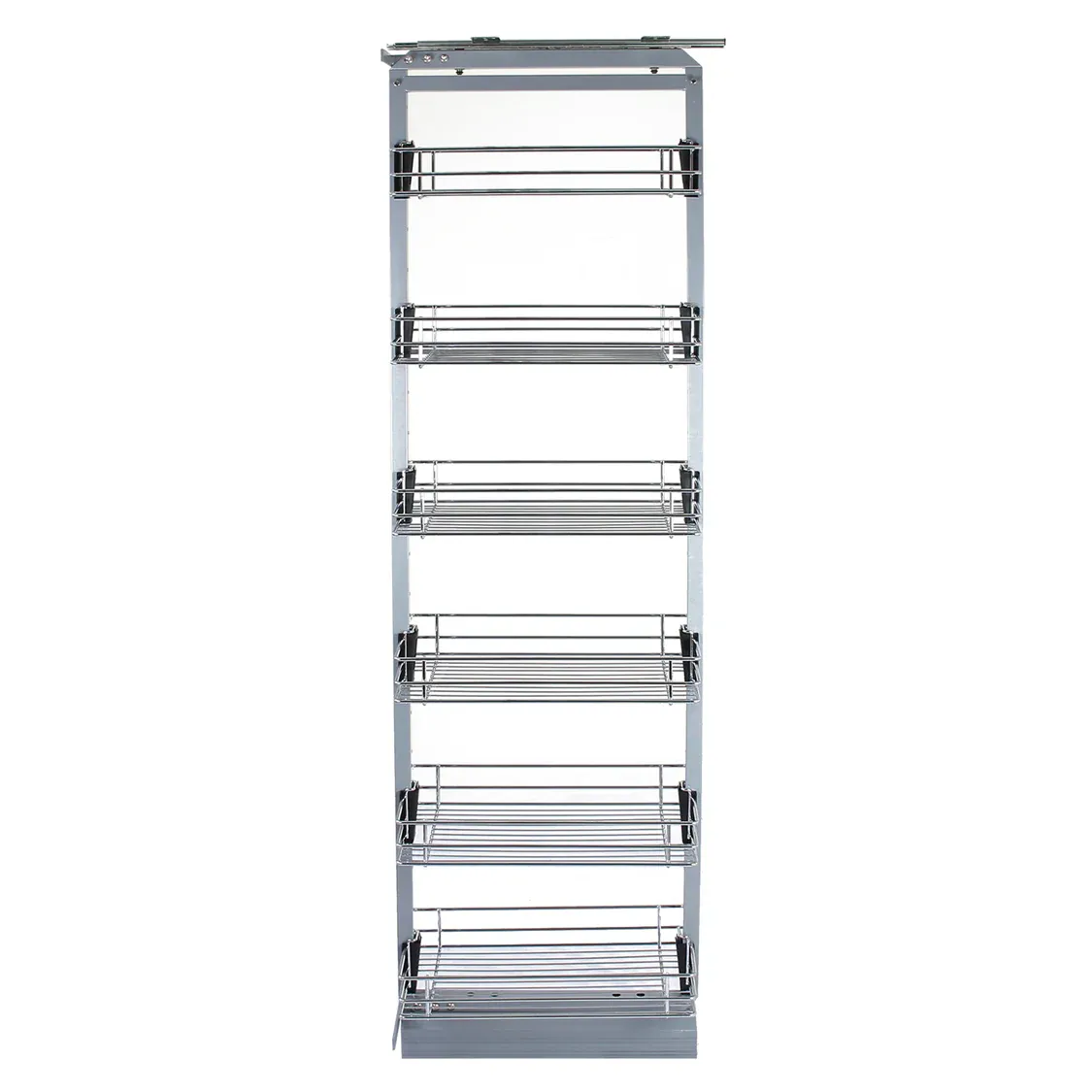 Ausziehbarer Vorratsschrank für die Küche, höhenverstellbar 170–195 cm | Edelstahl, 6 Körb