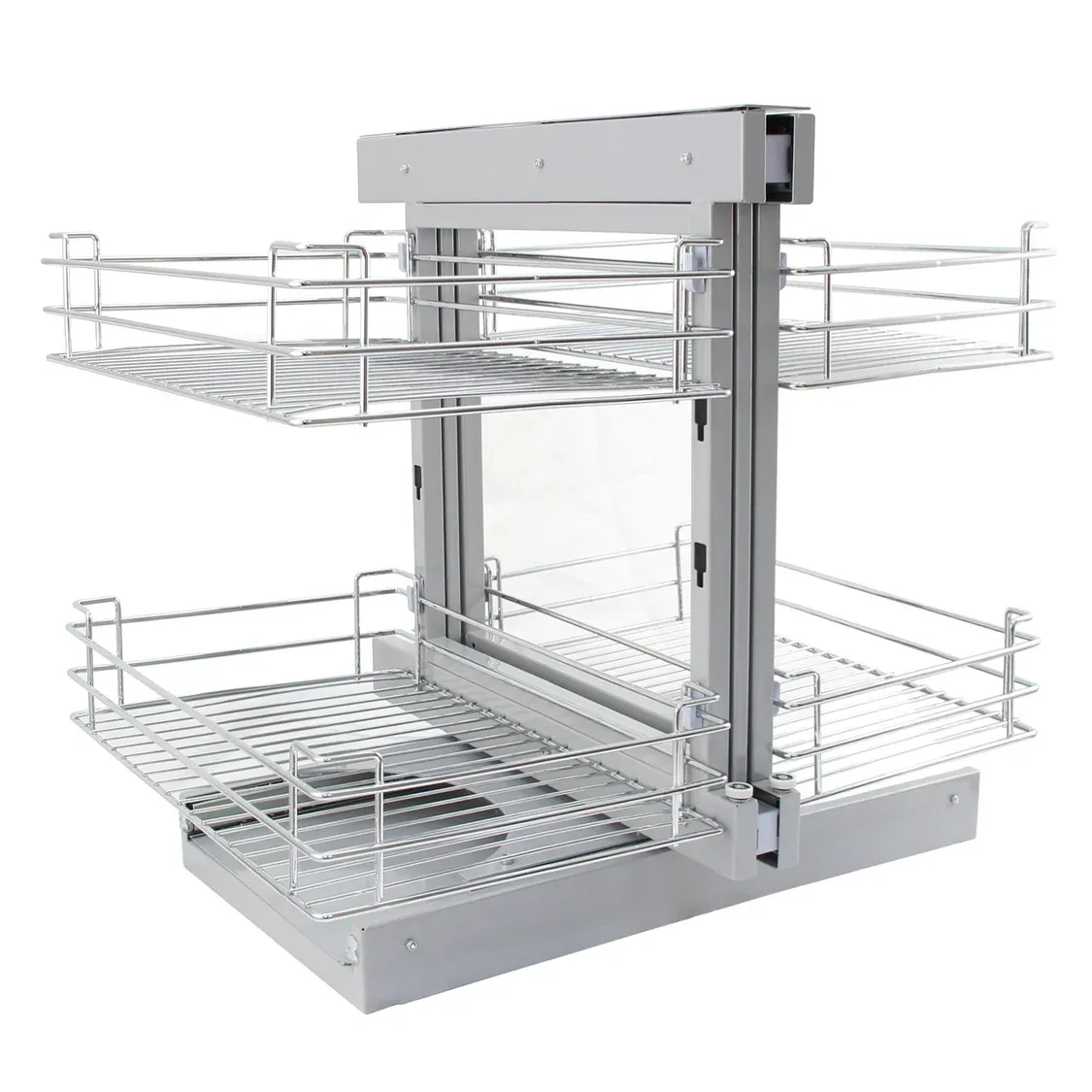 Magic Corner Eckschrank-Körbe 80–90 cm | Ausziehbar, Edelstahl, Selbsteinzug, 4 Körbe