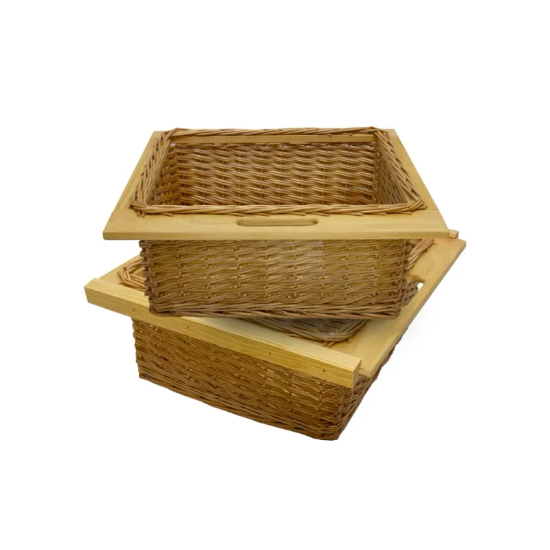 2 ausziehbare Weidenkörbe 600 mm | Rattan, Landhausstil, inkl. Befestigungssat