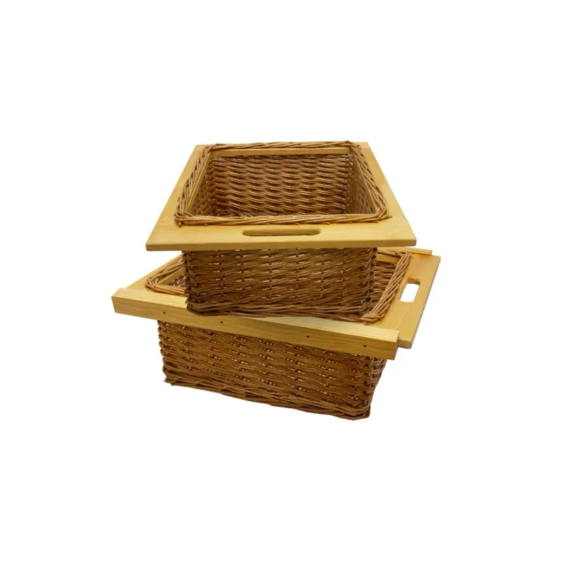 2 ausziehbare Weidenkörbe 500 mm | Rattan, Landhausstil, inkl. Befestigungssatz